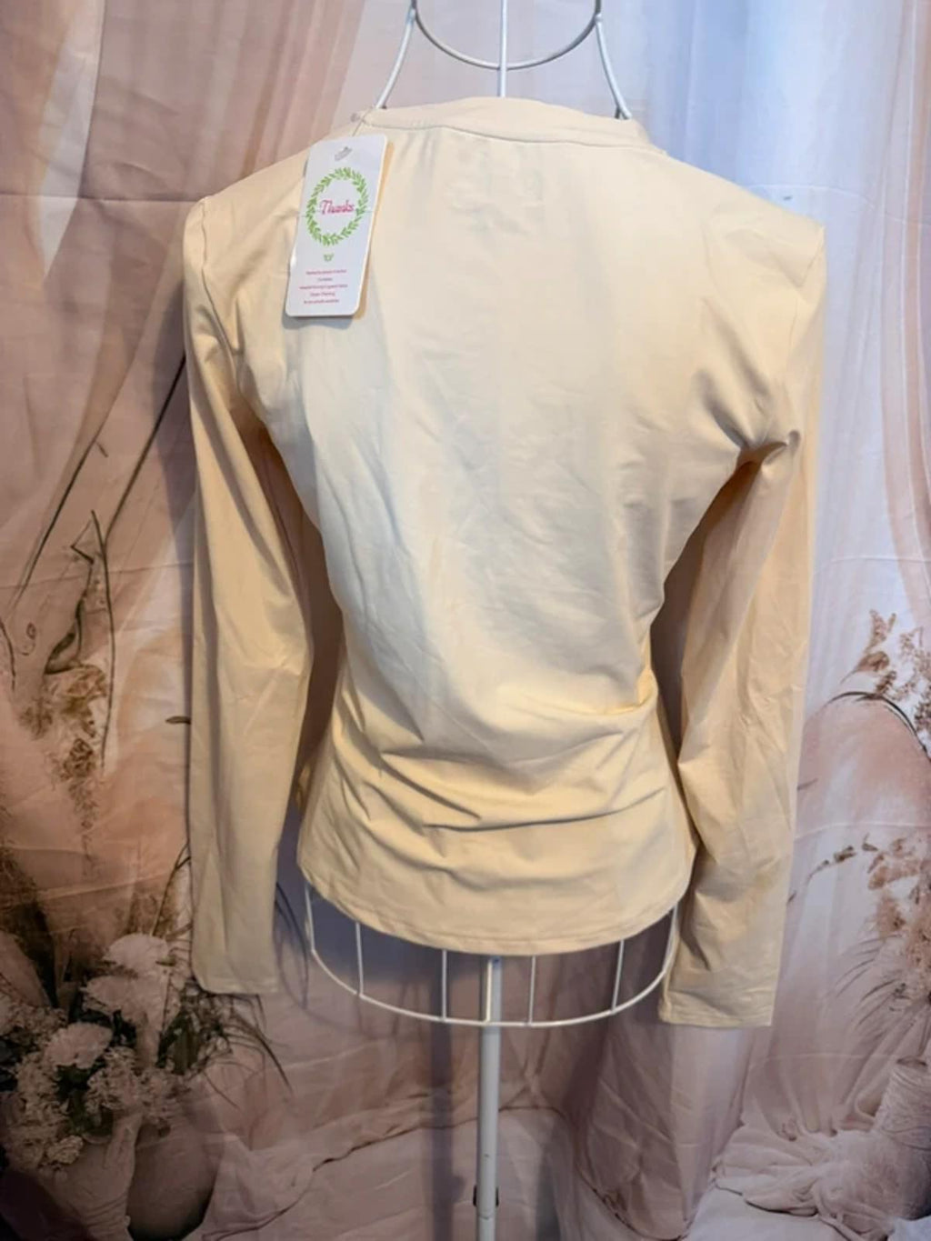 Stretch plain long sleeve top - size medium