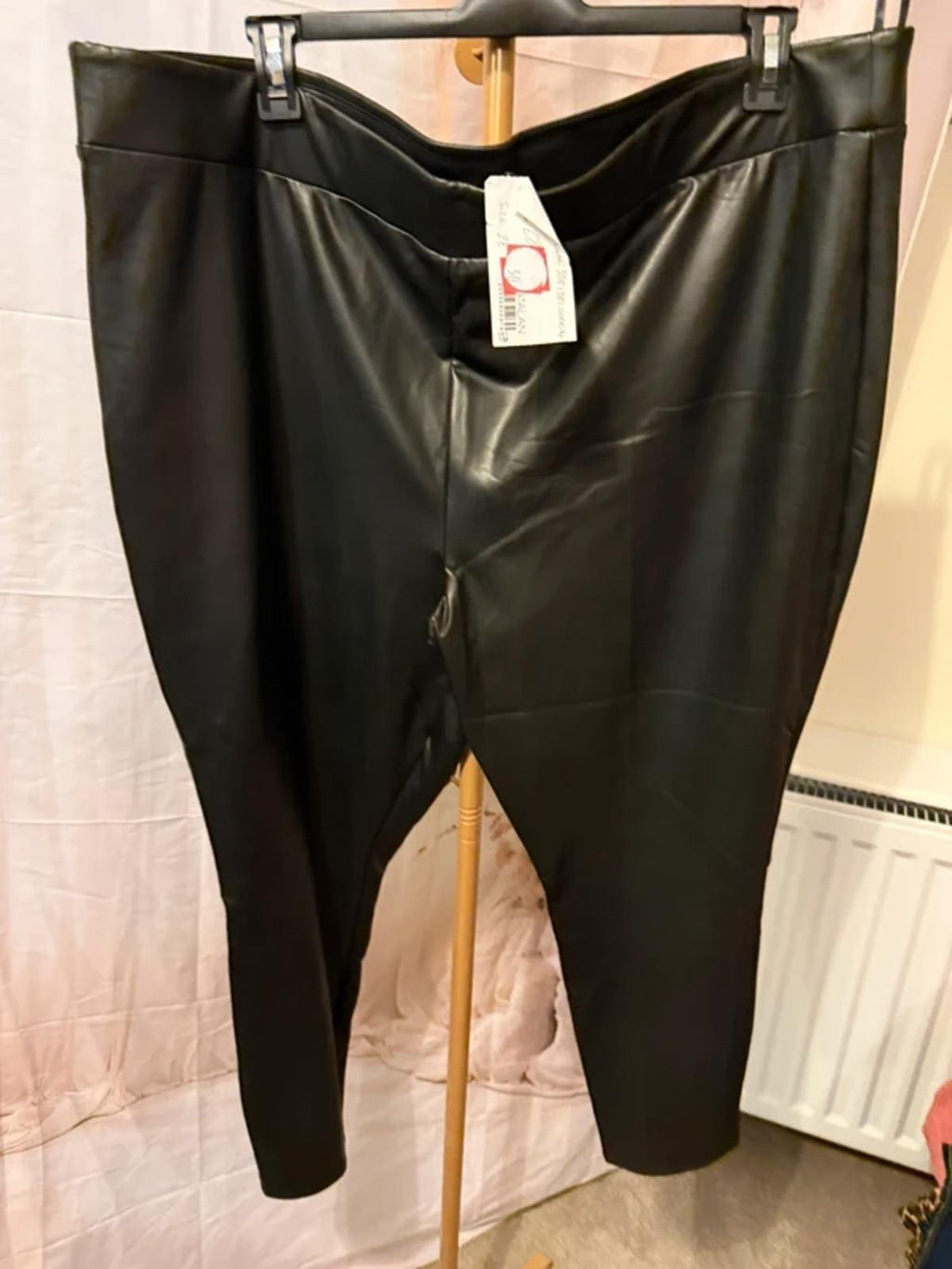 Papaya leather effect trousers - size 28